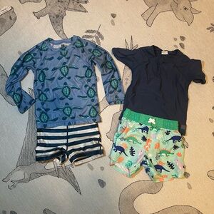 Tea collection Rugged Butts Swim Set with Turtle and Dinosaur Prints bundle Lot